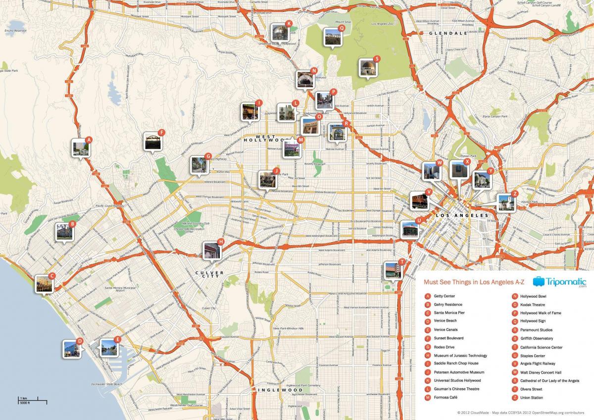 Los Angeles sightseeing map